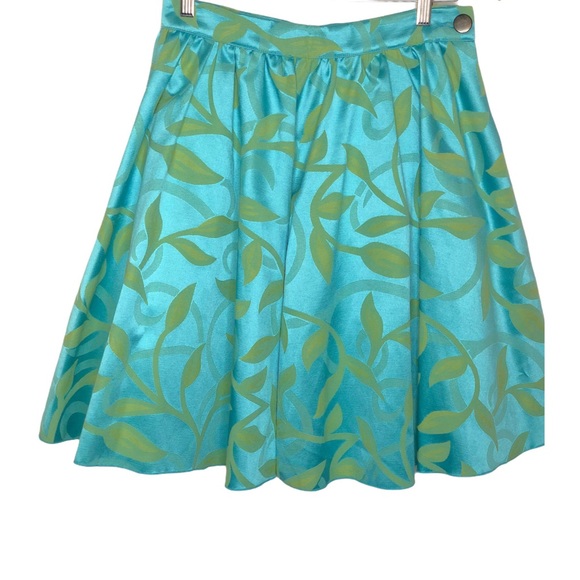 Beluva Blue/Green Floral Pleated Mini Skirt Size Medium - Picture 2 of 5